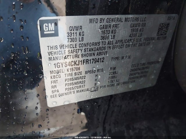 2015 CADILLAC ESCALADE 1GYS4CKJ1FR179412 Photo 8