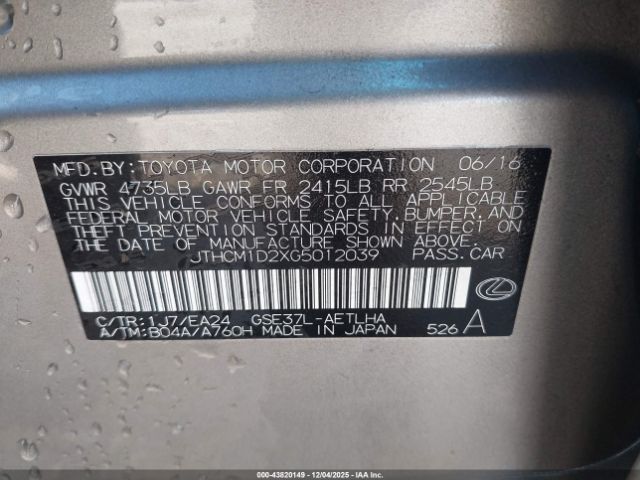 2016 LEXUS IS 300 JTHCM1D2XG5012039 Photo 8