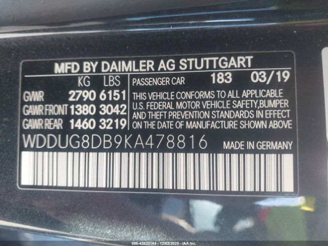 2019 MERCEDES-BENZ S 560 WDDUG8DB9KA478816 Photo 8