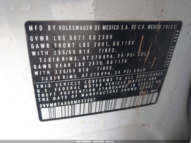 3VVMB7AX0RM032507 Volkswagen Tiguan 2.0t Se/2.0t Wolfsburg Edition