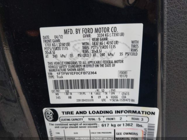 2012 FORD F-150 1FTFW1EF0CFB72364 Photo 8