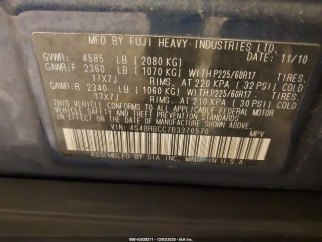 2011 SUBARU OUTBACK 4S4BRBCC7B3370570 Photo 8