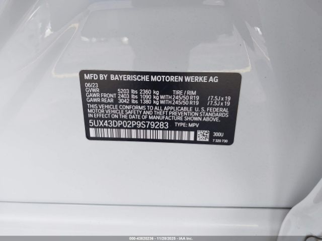 2023 BMW X3 5UX43DP02P9S79283 Photo 8