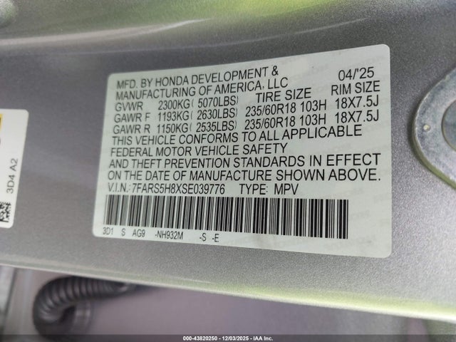 7FARS5H8XSE039776 Honda Cr-v Hybrid Sport-l