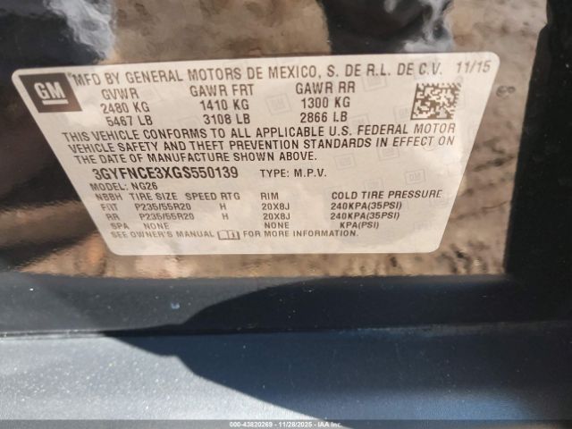 2016 CADILLAC SRX 3GYFNCE3XGS550139 Photo 8