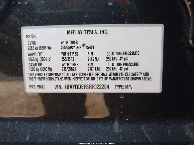 2024 TESLA MODEL Y 7SAYGDEF8RF022204 Photo 8