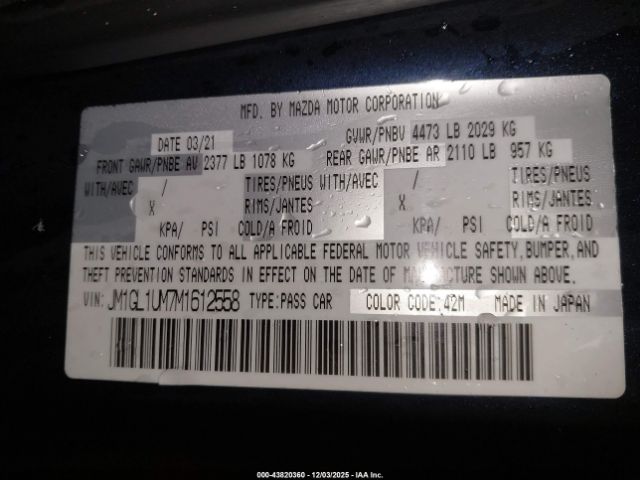 2021 MAZDA MAZDA6 JM1GL1UM7M1612558 Photo 8