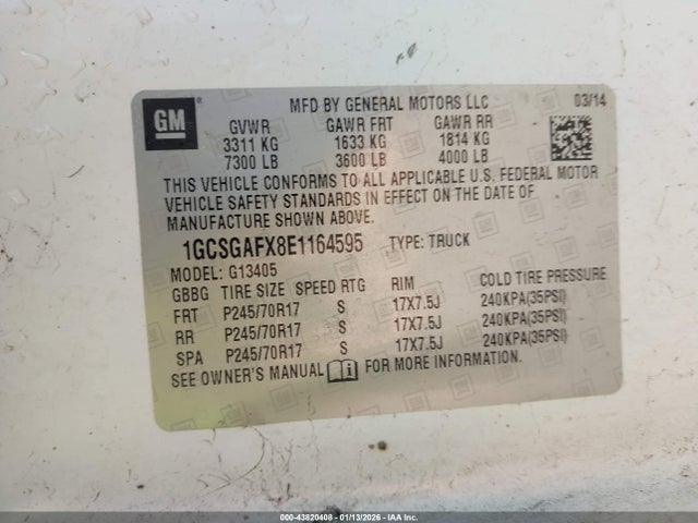 1GCSGAFX8E1164595 Chevrolet Express 1500 Work Van