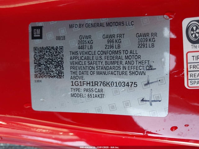Chevrolet CAMARO 2SS 2019 1G1FH1R76K0103475 Image 9