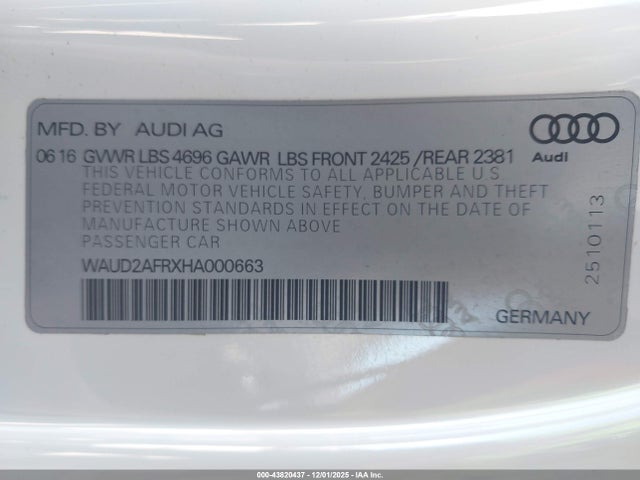 2017 AUDI A5 WAUD2AFRXHA000663 Photo 8