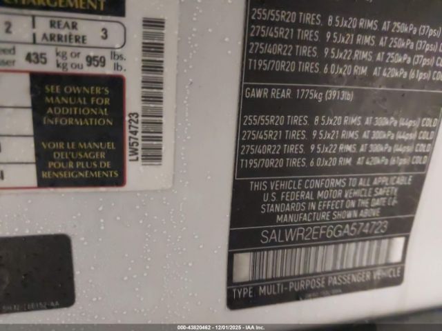 2016 LAND ROVER RANGE ROVER SPORT SALWR2EF6GA574723 Photo 8