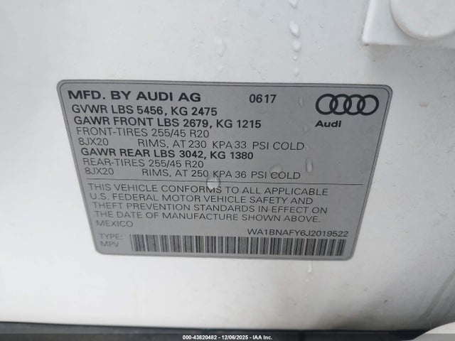 2018 AUDI Q5 WA1BNAFY6J2019522 Photo 8