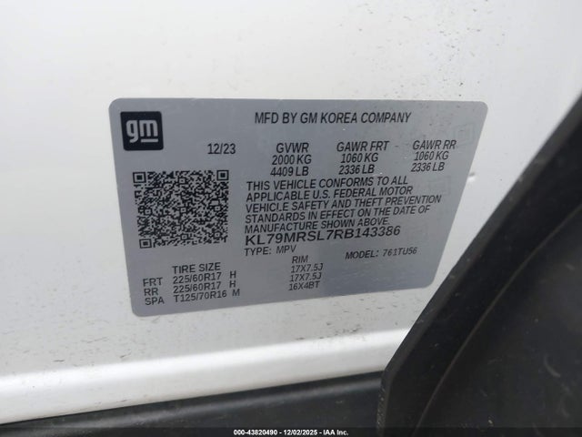 KL79MRSL7RB143386 Chevrolet Trailblazer Awd Lt