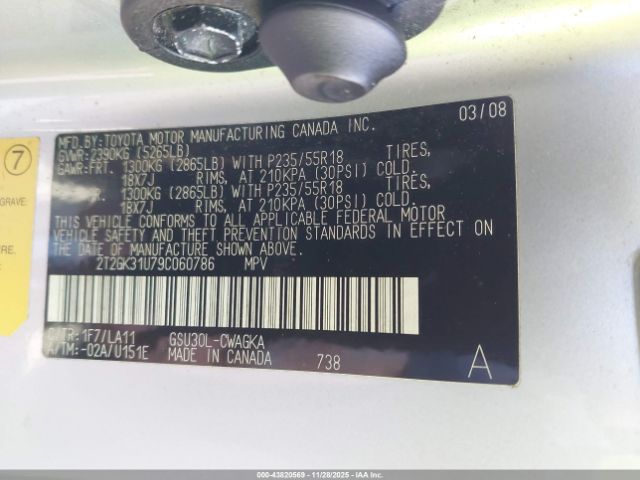 2009 LEXUS RX 350 2T2GK31U79C060786 Photo 8