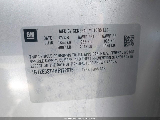 1G1ZE5ST4HF172675 Chevrolet MALIBU 1LT