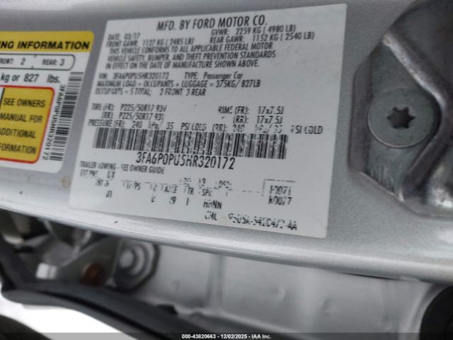 2017 FORD FUSION ENERGI 3FA6P0PU5HR320172 Photo 8