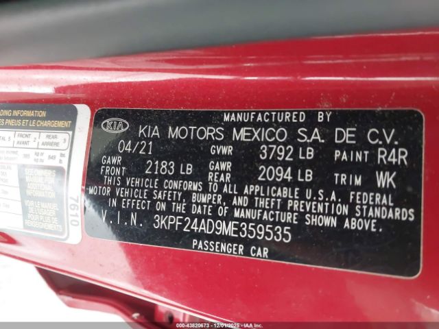 2021 KIA FORTE 3KPF24AD9ME359535 Photo 8