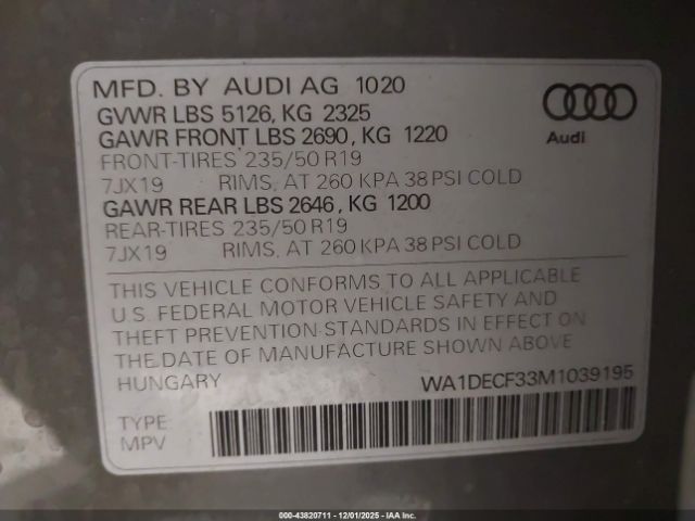 2021 AUDI Q3 WA1DECF33M1039195 Photo 8