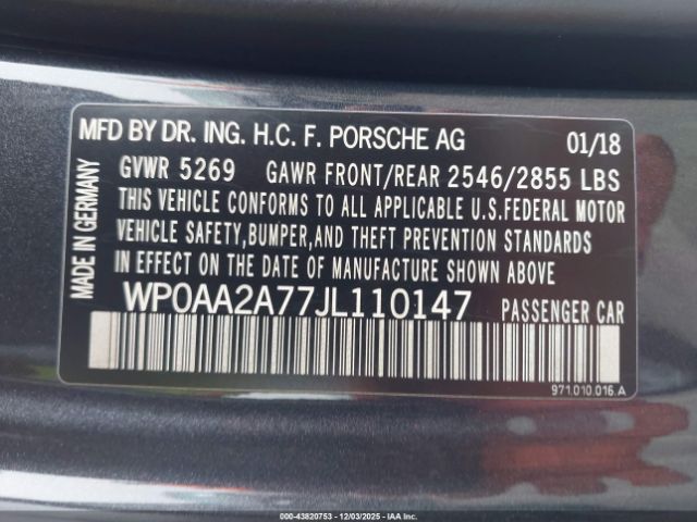 2018 PORSCHE PANAMERA WP0AA2A77JL110147 Photo 8