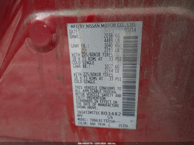 Nissan Rogue Sl 2014 5N1AT2MT7EC803482 Image 9