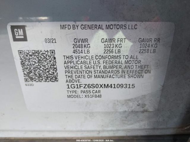 2021 CHEVROLET BOLT EV 1G1FZ6S0XM4109315 Photo 8