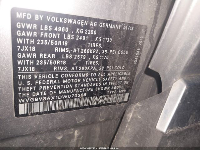 2013 VOLKSWAGEN TIGUAN WVGBV3AX1DW070385 Photo 8