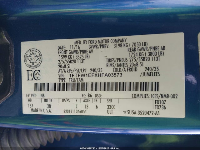 2017 FORD F-150 1FTFW1EFXHFA03573 Photo 8