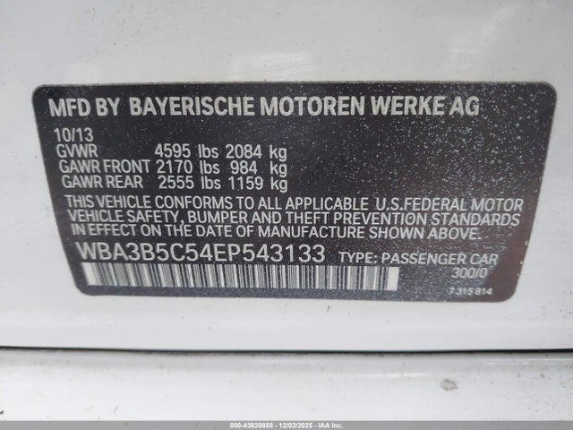 Aukcja sprzedaży 2014 Bmw 328i Xdrive, vin: WBA3B5C54EP543133, numer aukcji: 43820858