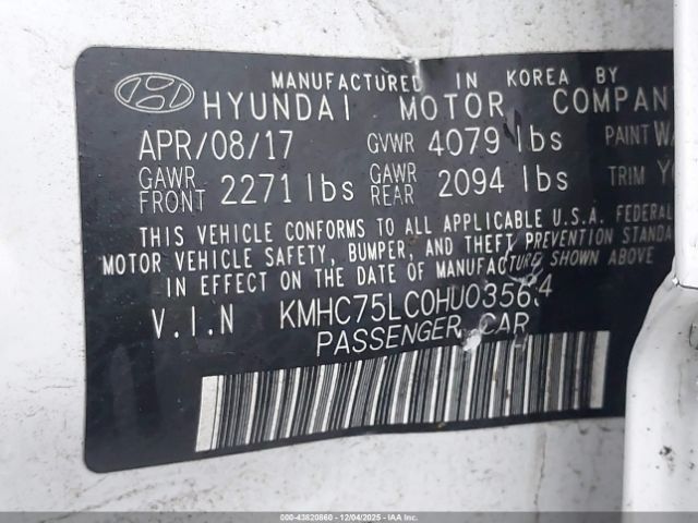 2017 HYUNDAI IONIQ HYBRID KMHC75LC0HU035634 Photo 8