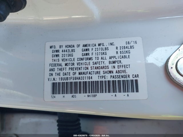 19UUB1F56HA001164 Acura Tlx Technology Package