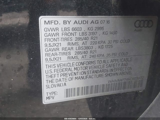 2017 AUDI Q7 WA1VAAF74HD023972 Photo 8