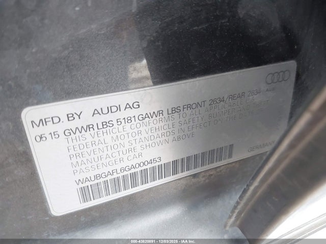 2016 AUDI S4 WAUBGAFL6GA000453 Photo 8