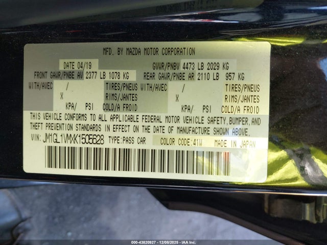 JM1GL1VMXK1505628 Mazda Mazda6 Touring