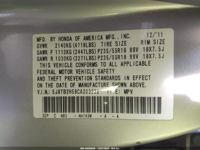 2012 ACURA RDX 5J8TB2H58CA003232 Photo 8