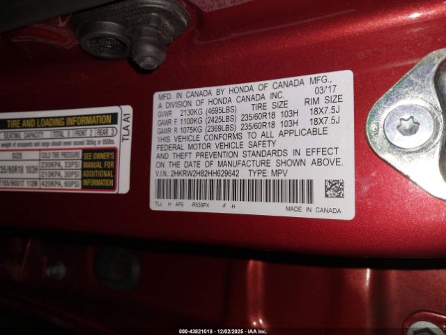 2017 HONDA CR-V 2HKRW2H82HH629642 Photo 8