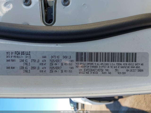 3C4PDCBG4GT145750 Dodge Journey Sxt