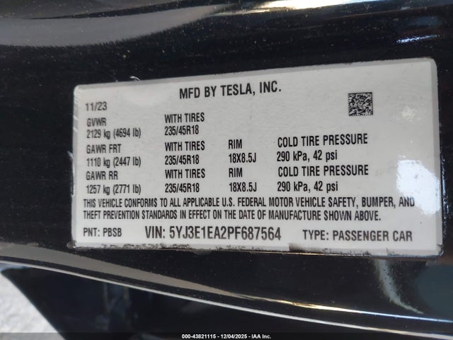 2023 TESLA MODEL 3 5YJ3E1EA2PF687564 Photo 8
