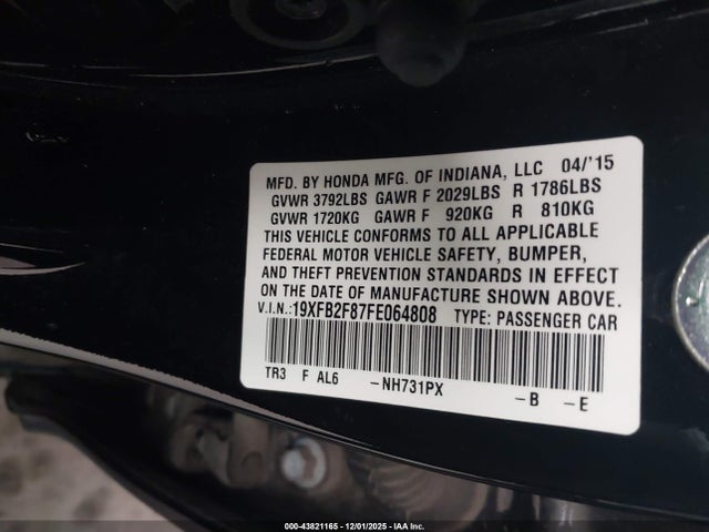 19XFB2F87FE064808 Honda CIVIC EX
