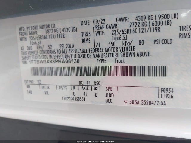 1FTBW3X83PKA08130 Ford Transit-350 Cargo Van