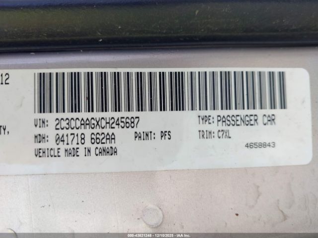 2012 CHRYSLER 300 2C3CCAAGXCH245687 Photo 8