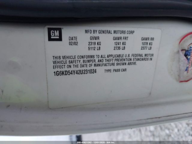 2002 CADILLAC DEVILLE 1G6KD54Y42U231024 Photo 8