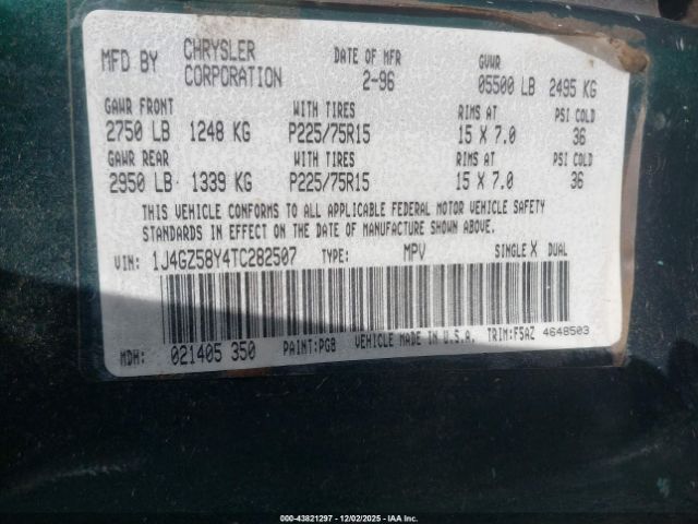 1996 JEEP GRAND CHEROKEE 1J4GZ58Y4TC282507 Photo 8