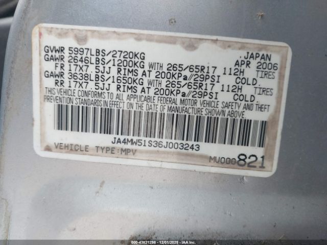 2006 MITSUBISHI MONTERO JA4MW51S36J003243 Photo 8
