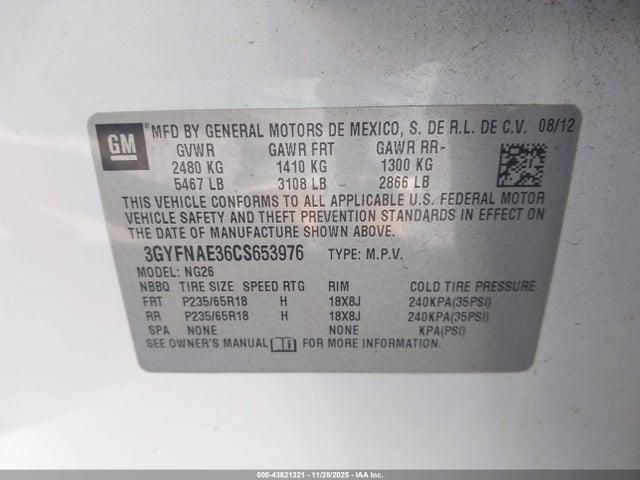 2012 CADILLAC SRX 3GYFNAE36CS653976 Photo 8