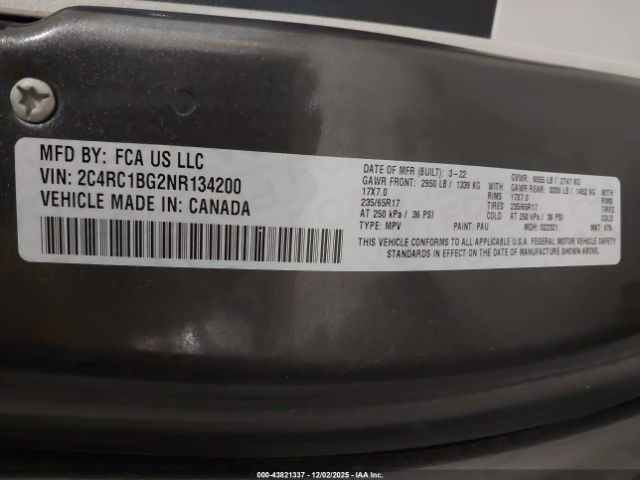 2022 CHRYSLER PACIFICA 2C4RC1BG2NR134200 Photo 8