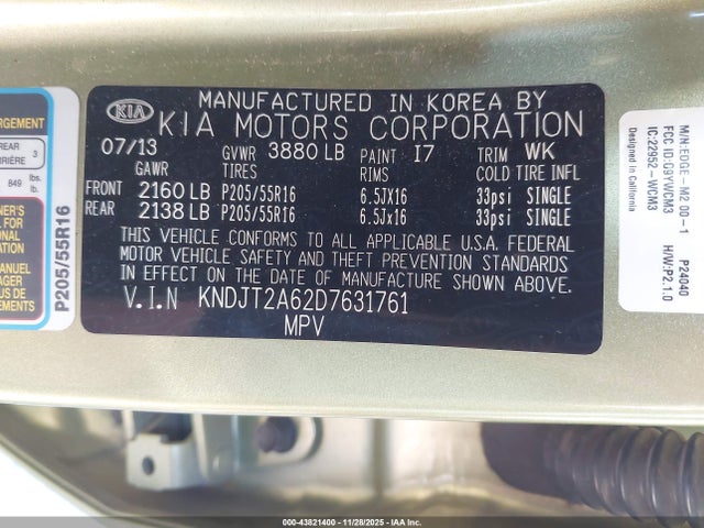 2013 KIA SOUL KNDJT2A62D7631761 Photo 8