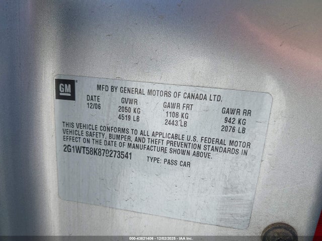 2007 CHEVROLET IMPALA 2G1WT58K879273541 Photo 8