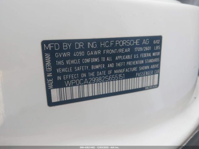 2002 PORSCHE 911 WP0CA29982S655151 Photo 8