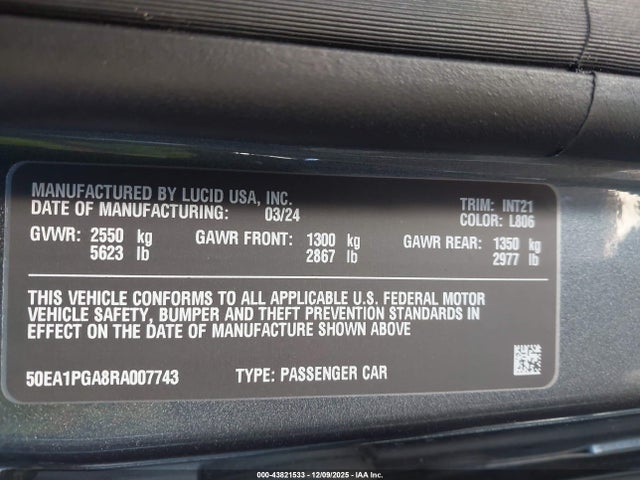 2024 LUCID AIR 50EA1PGA8RA007743 Photo 8
