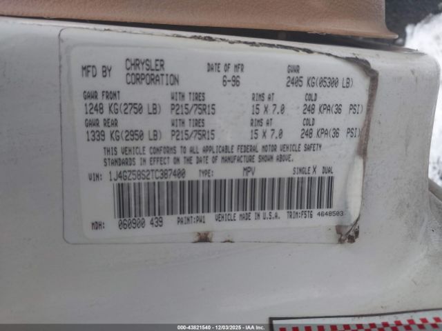 1996 JEEP GRAND CHEROKEE 1J4GZ58S2TC387400 Photo 8